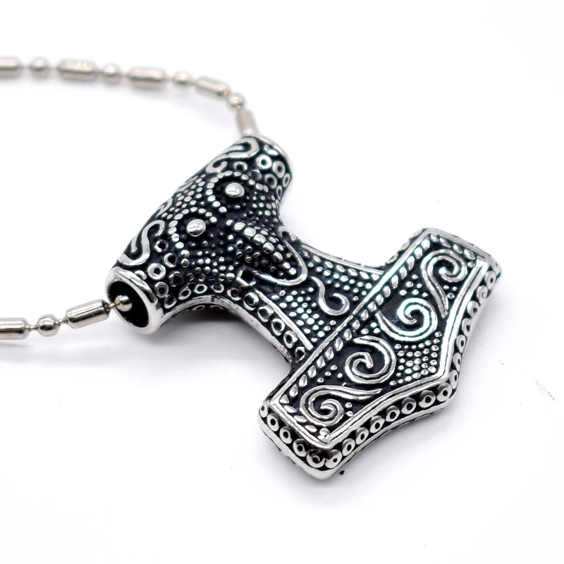 AMUMIU модный Thors Hammer Knot Myth Mjolnir кулон из нержавеющей стали с цепочкой ожерелье панк