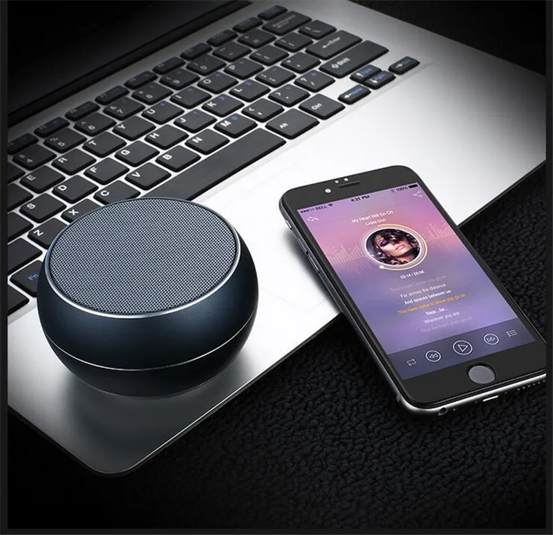 Маленькая bluetooth колонка мини сабвуфер металлическая музыкальная беспроводная