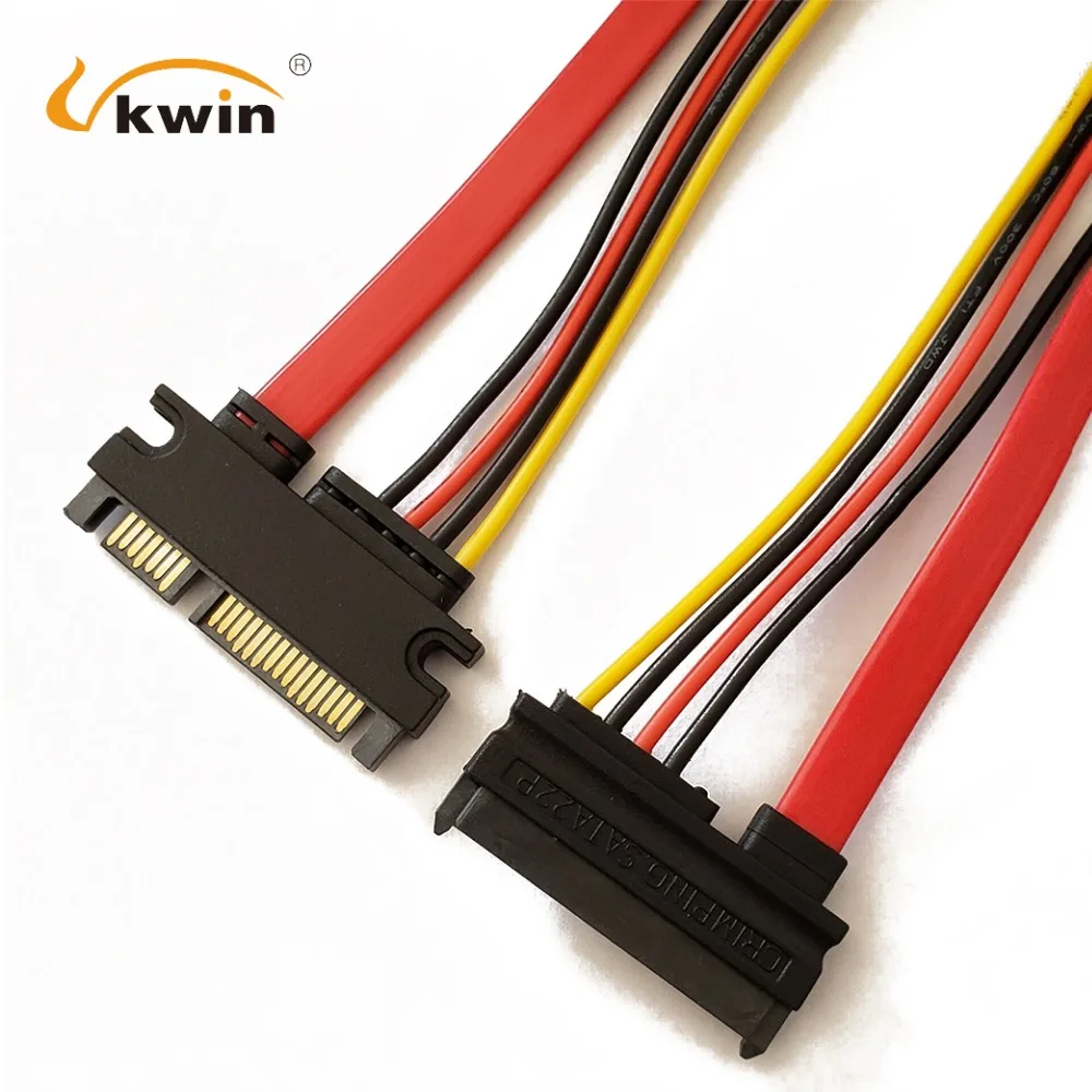 VKWIN SATA 22 контактный штекер гнездо расширение Sata кабель 3 III 6 ГБ/сек. 7 + 15 контактов