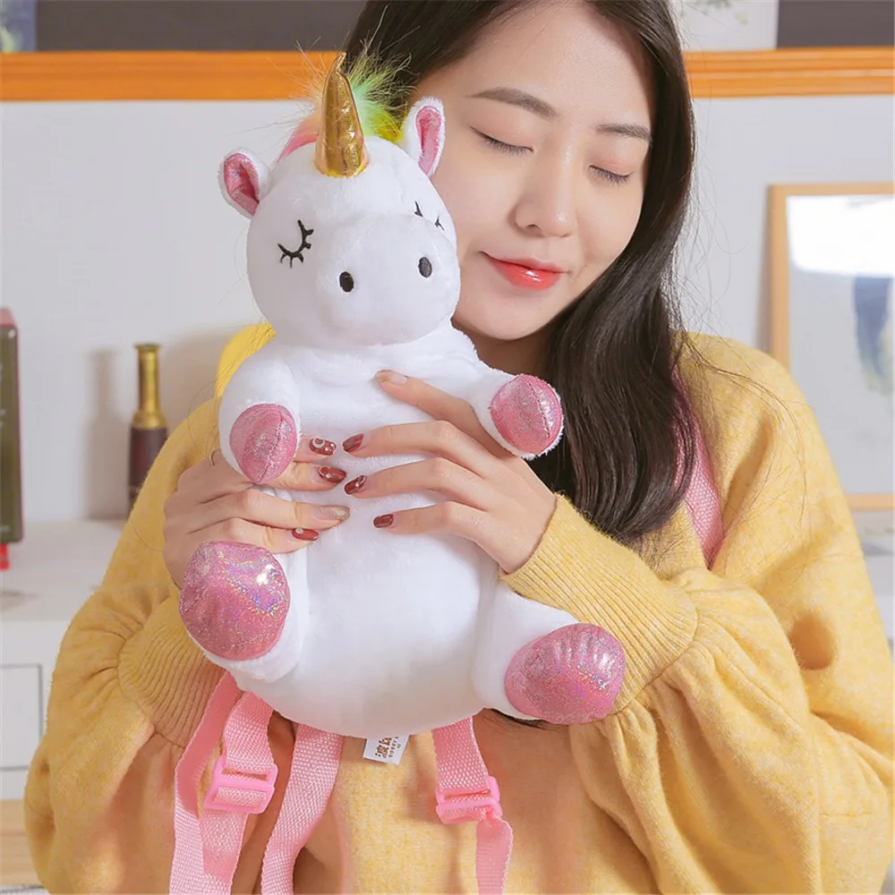 33 см Kawaii моделирование мультфильм Единорог Рюкзак Плюшевые игрушки 3D печать мягкая подушка для животных плюшевая подушка дети кукла подарок