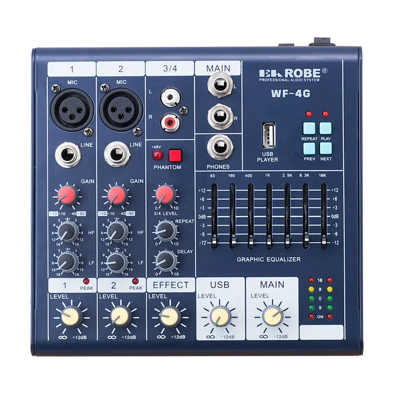 WF-4G Мини Audio Mixer Консоль с USB встроенный процессор эффектов 4 канальный микшер