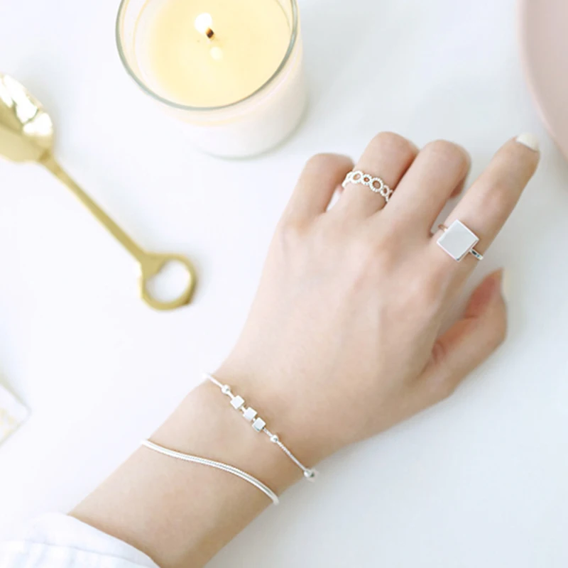 Браслеты из стерлингового серебра 925 пробы для кубики женщин звенья цепи