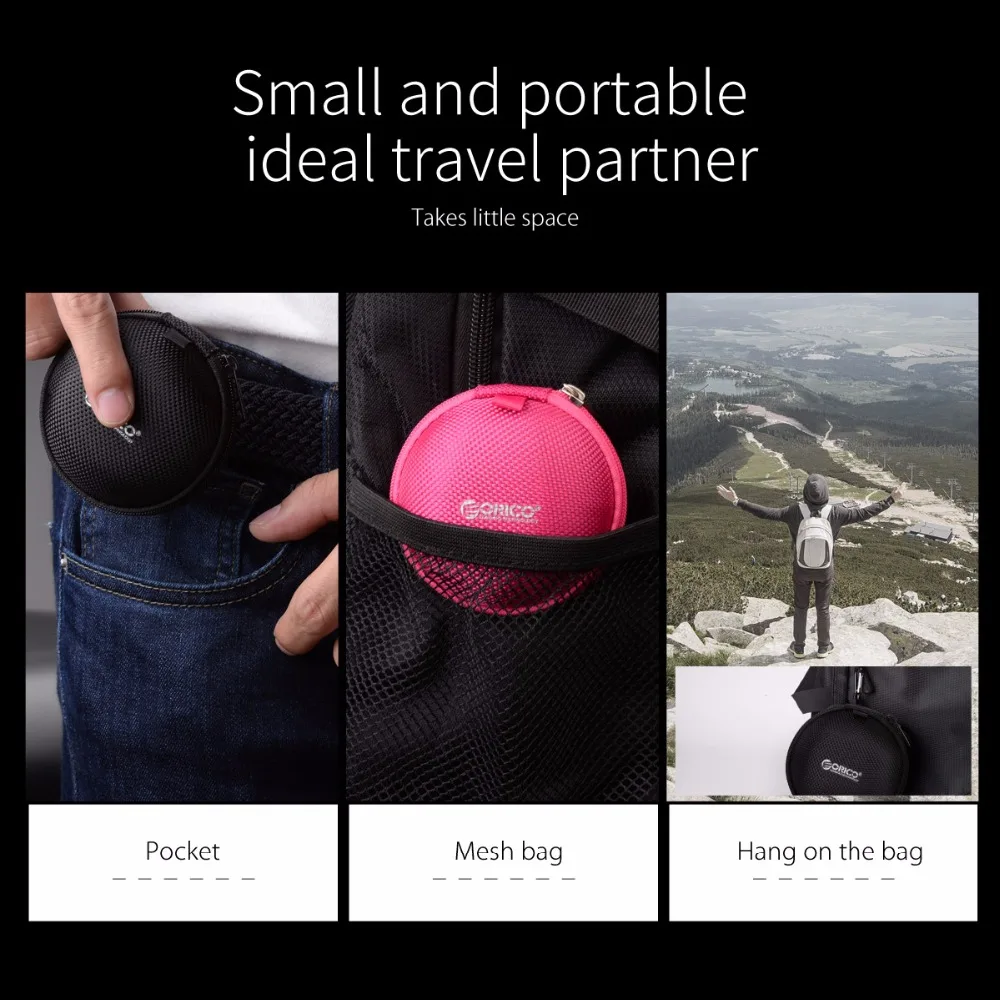 ORICO Портативный чехол для наушников на молнии круглый жесткий хранения SD TF