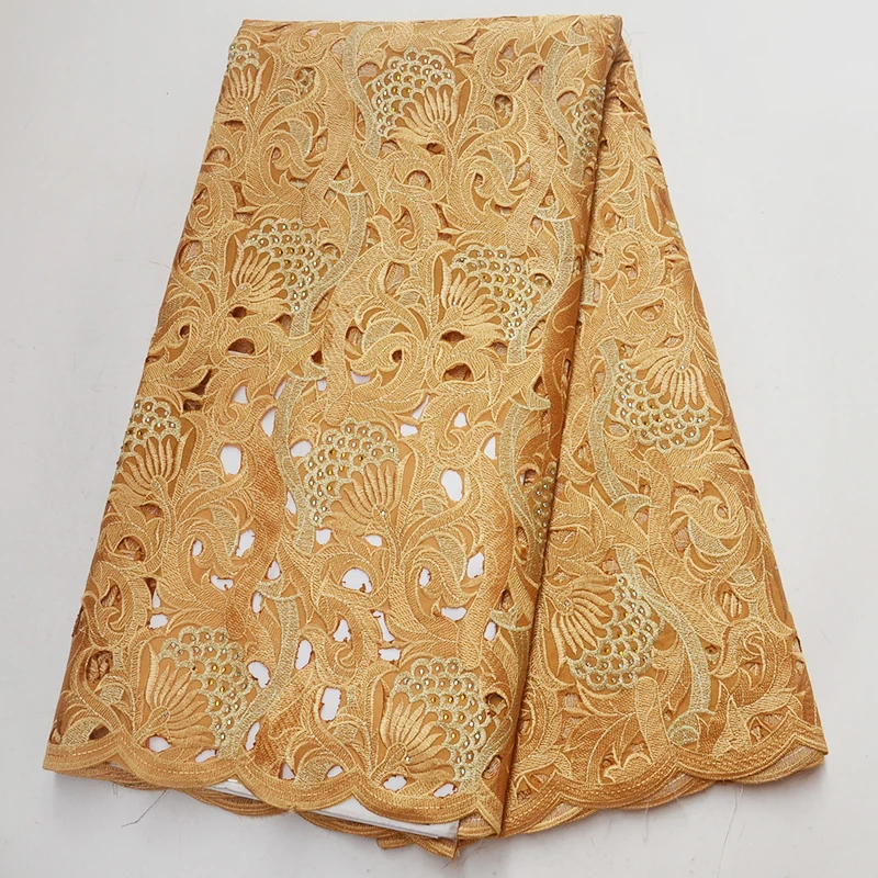 

New Arrival African Double Organza Lace Fabric Stones Fashion Embroidered French Swiss Guipure Nigerian Organza Lace Fabrics
