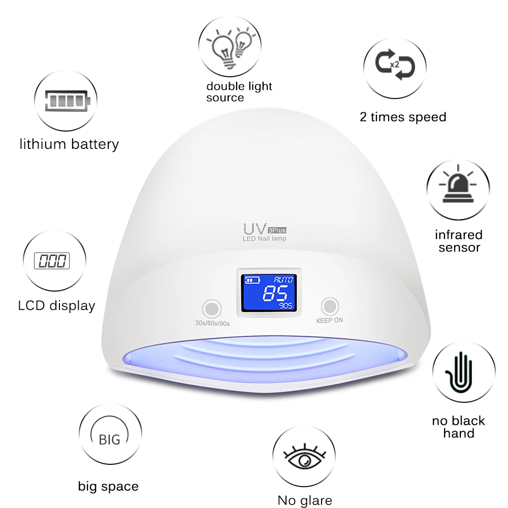 Самый новый 60W аккумуляторная УФ-лампа с 27 светодиодами для ногтей, для полимеризации всех видов гелей и лаков. Удобна для переноски.