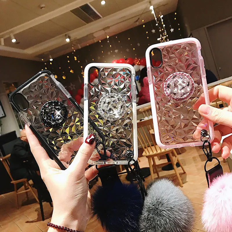 Роскошный Алмазный милый шнур для волос, мягкий чехол для iphone 7 X XR XS 11 pro MAX 8 6S plus для samsung S10 S8 S9 Note A50