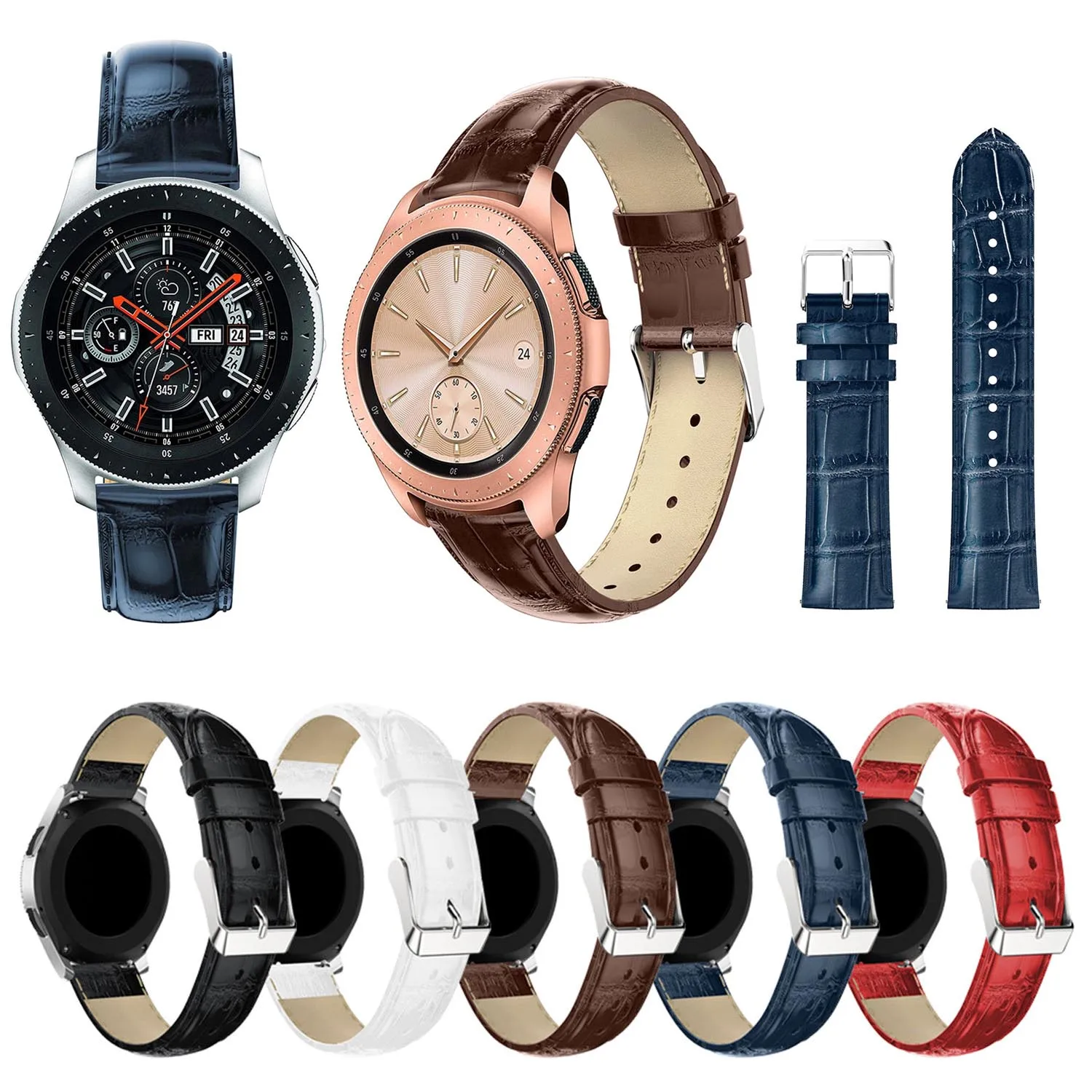 

22mm 20mm Crocodile Strap For Samsung Gear Sport S2 S3 Classic Frontier Galaxy Watch 42 46mm Band Huami Amazfit Bip Huawei GT 2