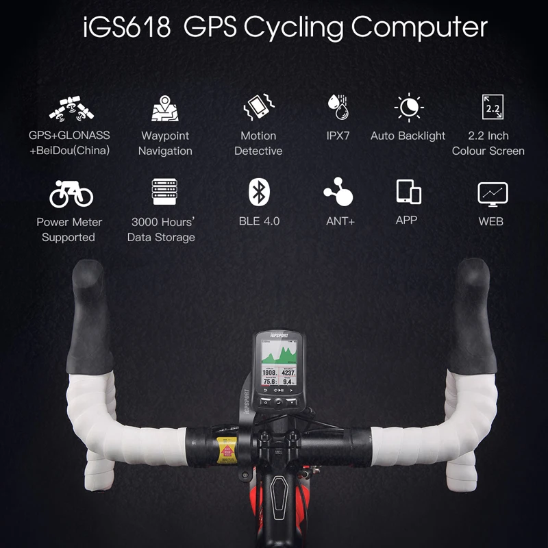 Я gps порт ANT + IGS618 Велосипед Компьютер Bluetooth Беспроводной секундомер Спидометр