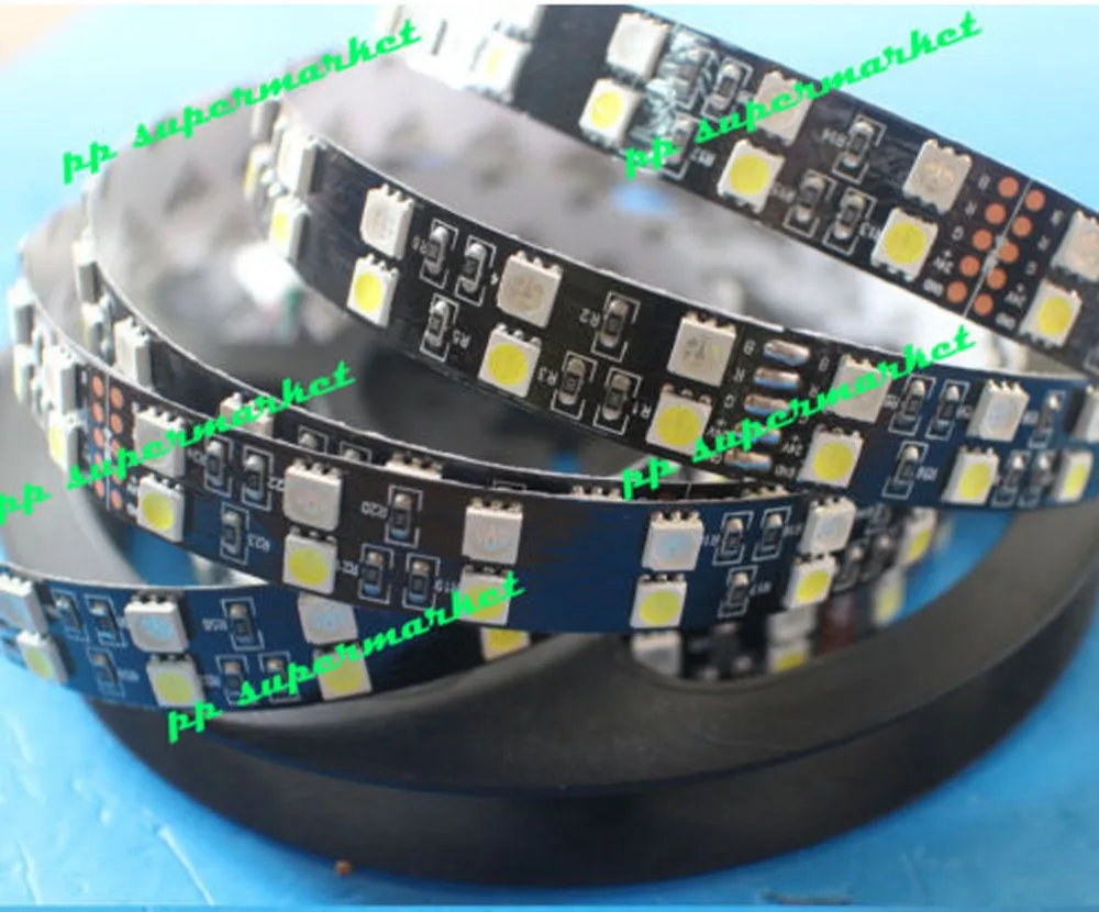 5 м 12 в SMD RGBW Белый 5050 600 светодиодный двухрядные светодиодные ленты+ 2,4 г контроллер+ 8A мощность Черный pcb