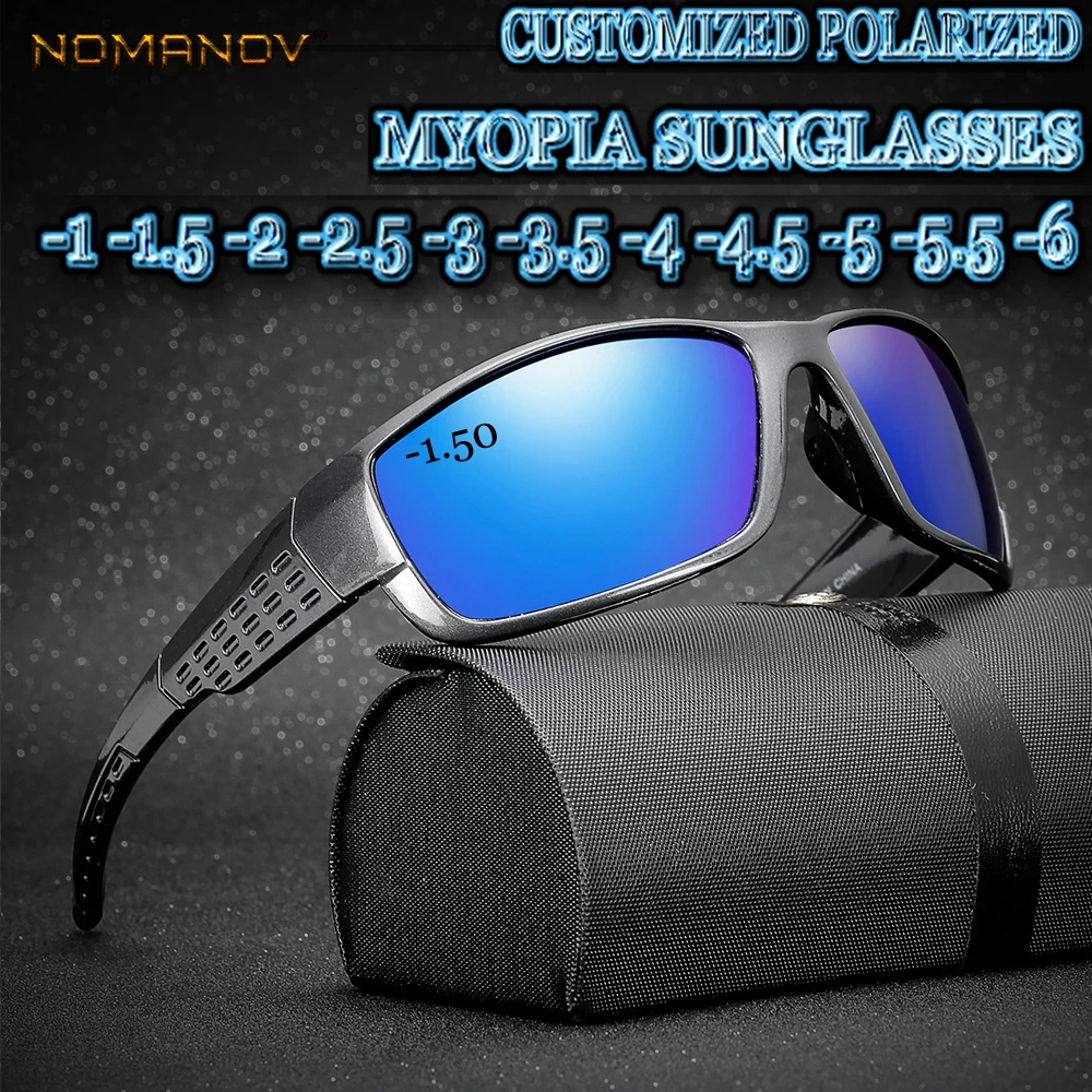 Custom Made Myopia Minus Prescription Polarized Lens Sports Style Windshield Outdoor Men Multicolor Polarized Sunglasse -1 TO-6