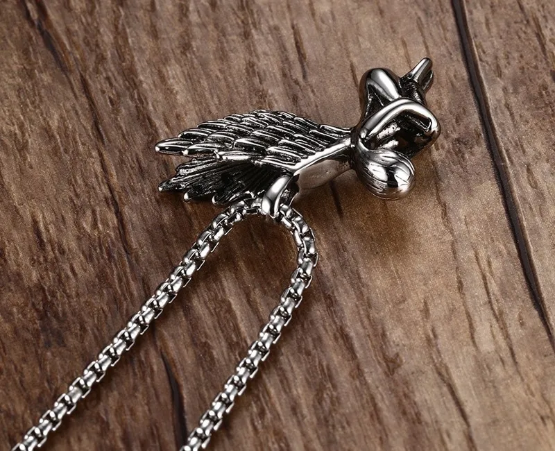 Мужское женское ожерелье из нержавеющей стали|necklace silver necklace|silver angel wings pendantnecklaces