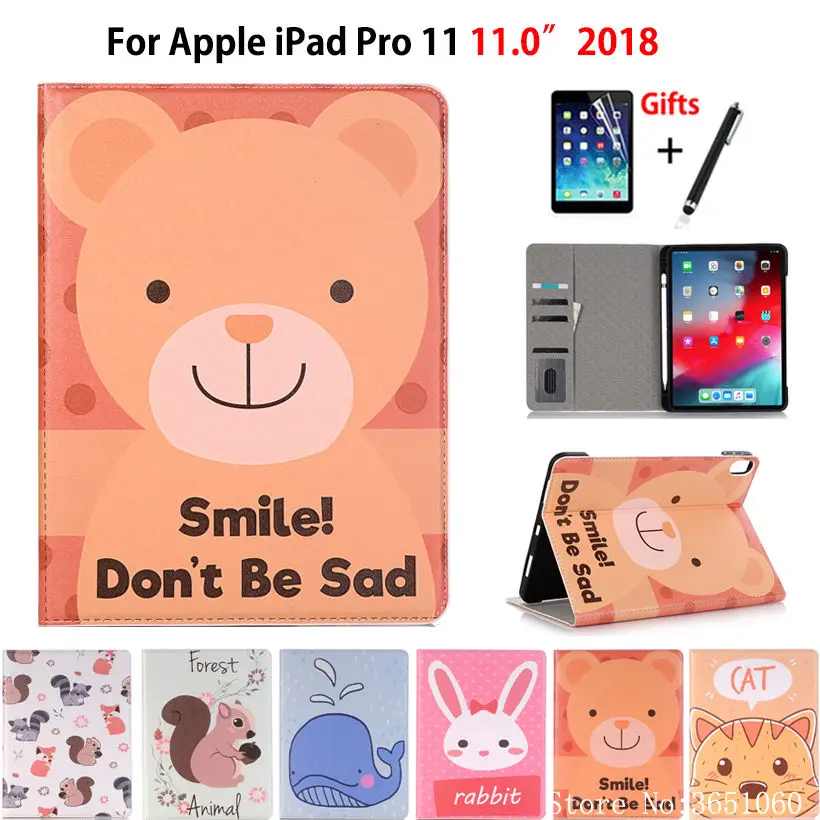 Чехол для iPad Pro 11 2018 умный чехол с держателем стилуса дюймов силиконовый рисунком