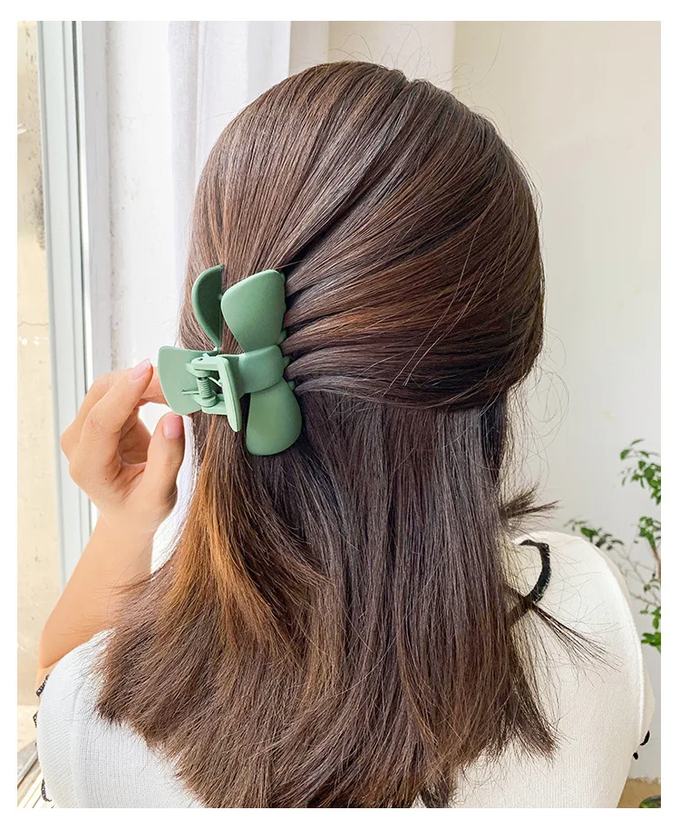 New Korean Solid Bowknot Hair Claw Clips for Women Ponytail Hair Holder Crab Hairpins Girls Make Up Barrettes Hair Accessories
