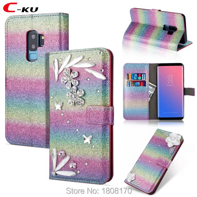 Блестящий кожаный чехол кошелек C ku для Samsung Galaxy S9 S8 Plus S7 Edge J330 J530 J730 NOTE8 A8 2018 1 шт.| |