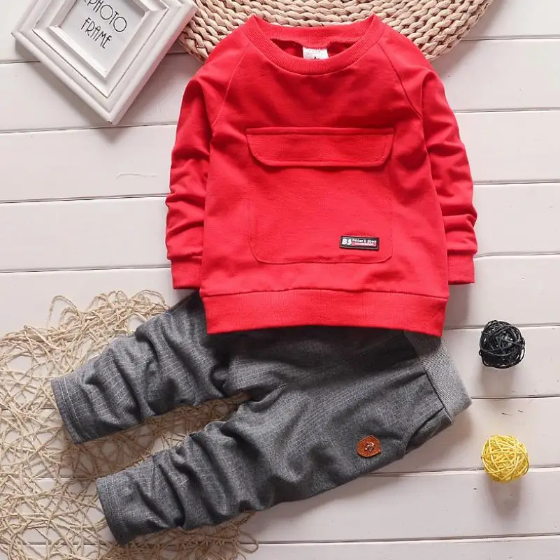 2019 Autumn Boys Clothing Children Fashion Cotton Big pocket Sweatershirt T Shirt and Pants Suits Kids Clothes Sets Costume | Мать и