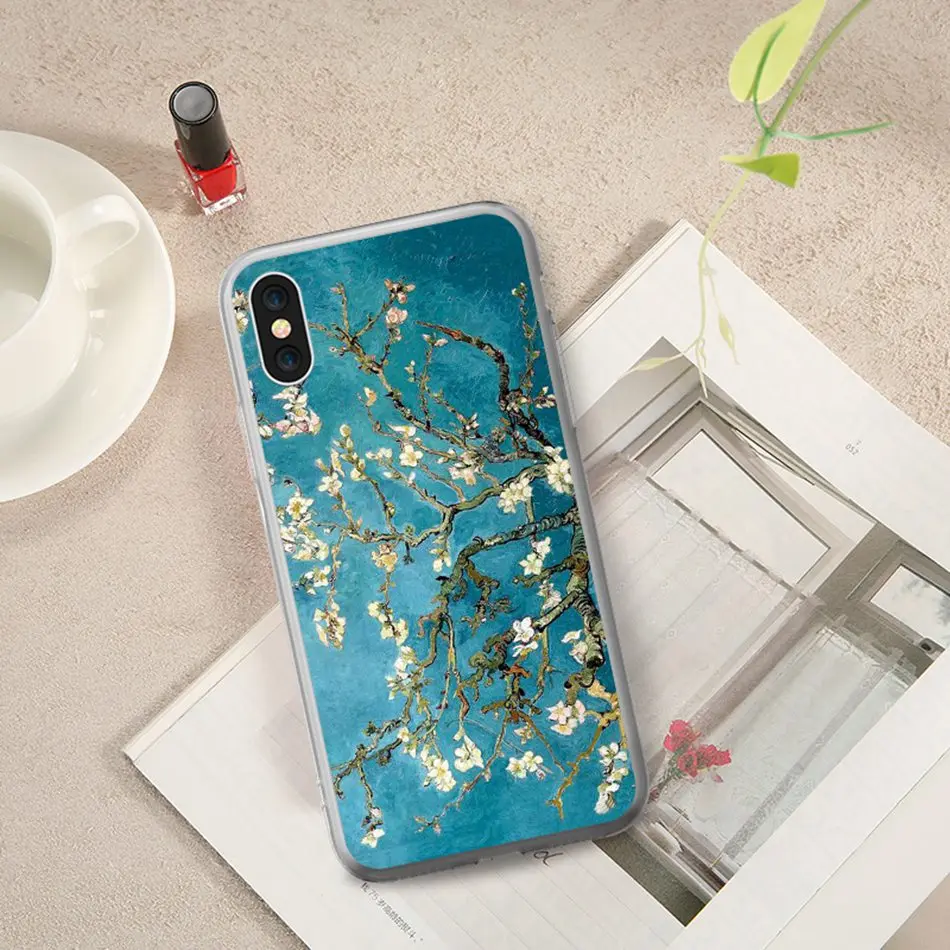 KISSCASE 3D Выбивает чехол живопись маслом для Honor 8x10 9 Lite мягкая Живопись чехол для Huawei p20 P Smart Cover Coque Capinhas чехол на honor 8x чехол на huawei p20 lite чехол на хонор 8х ван гог на honor 10 lite - Цвет: Apricot Flower