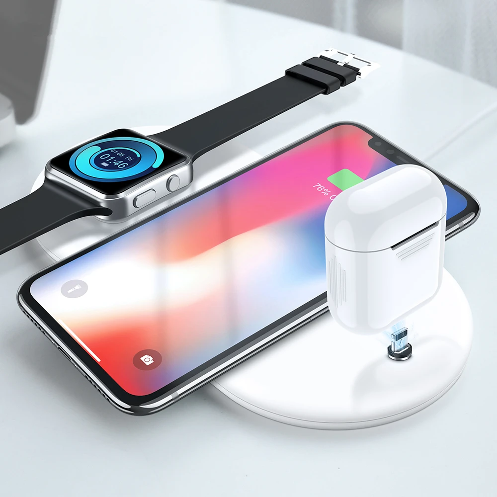 QI Беспроводное зарядное устройство 3 в 1 Смартфон быстрая зарядка для Samsung iPhone X Xr XS