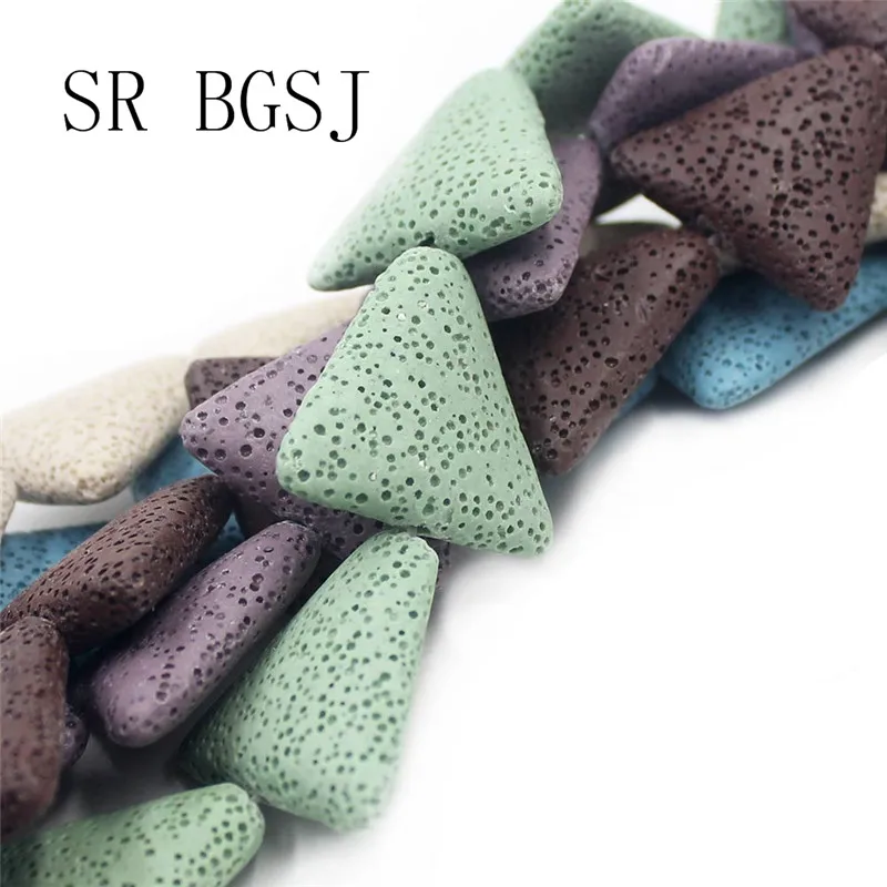 Бесплатная доставка 27 мм много цветов треугольные бусины вулканический камень