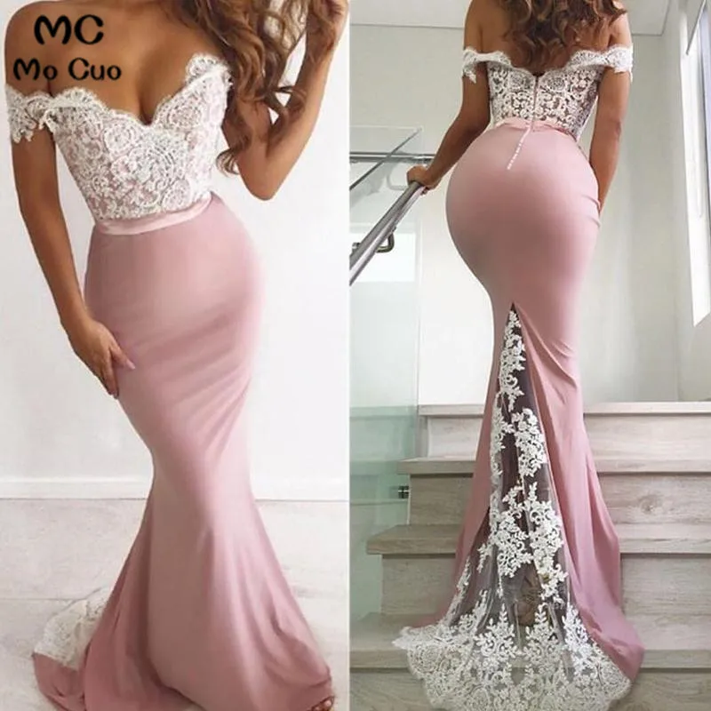 Женское вечернее платье-Русалка со шлейфом длинное кружевное платье с открытыми