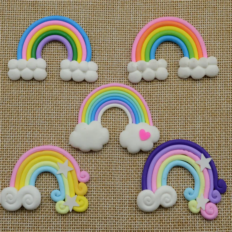 5 шт. красота Kawaii облако спираль Радужный леденец Конфеты Полимерная глина Кабошоны с плоской задней поверхностью для DIY украшения телефона