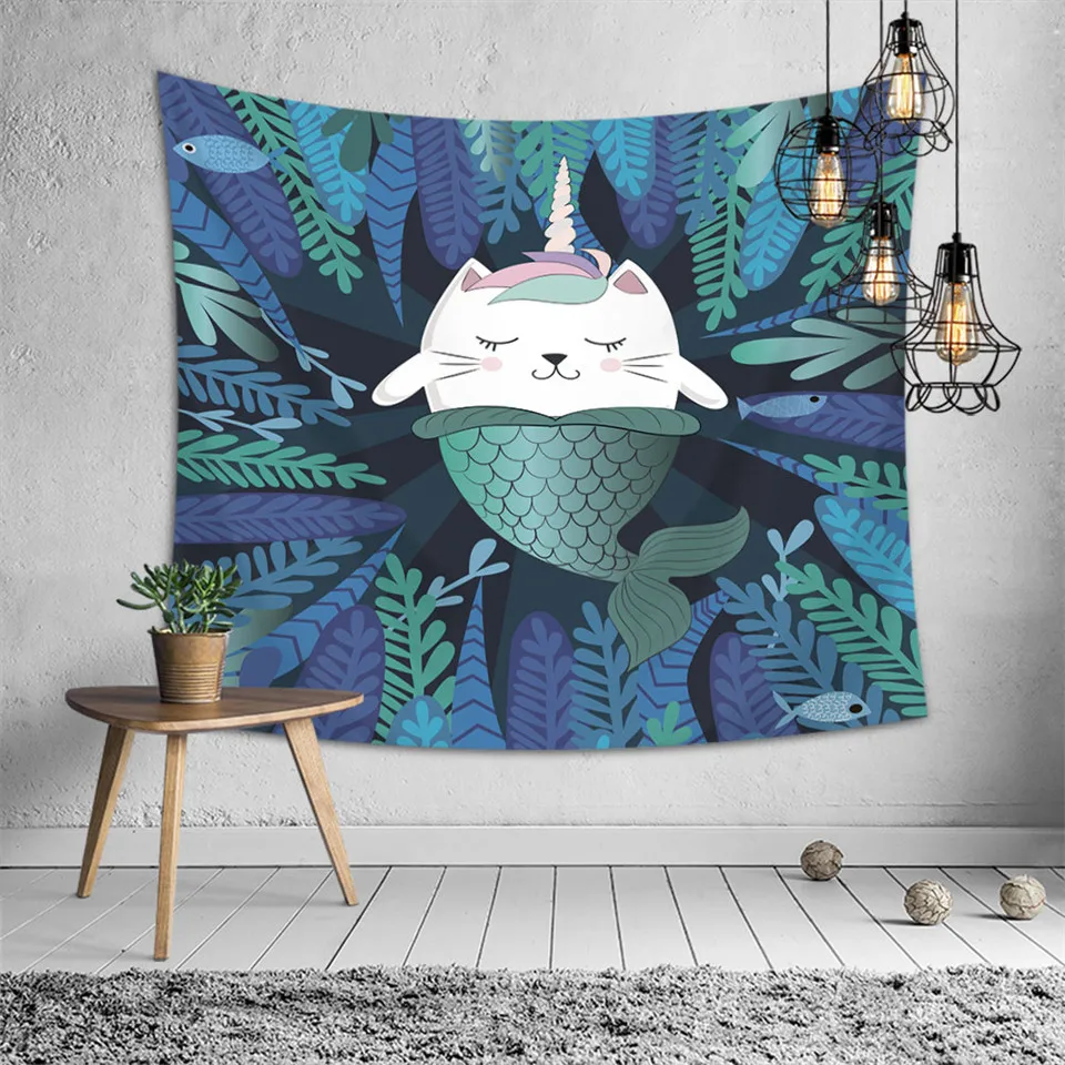 SOFTBATFY Русалка гобелен фон с имитацией изголовья стены Висячие покрывала