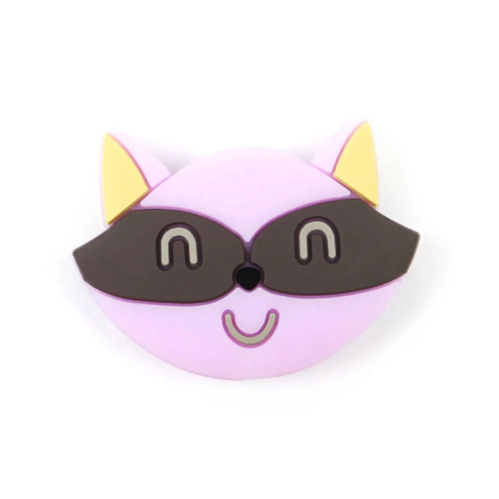 Lilac Glass Fox 3 шт силиконовые бусины в виде панды и лисы, силиконовые бусины для прорезывания зубов, 3 см, силиконовые шарики в виде животных, пчелы, оленя, перлы, Товары для малышей - Цвет: Lilac Glass Fox