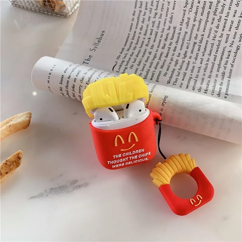 Чехол для Apple Airpods милые Burger fries мультфильм Беспроводной гарнитура bluetooth Защитная крышка наушники случае