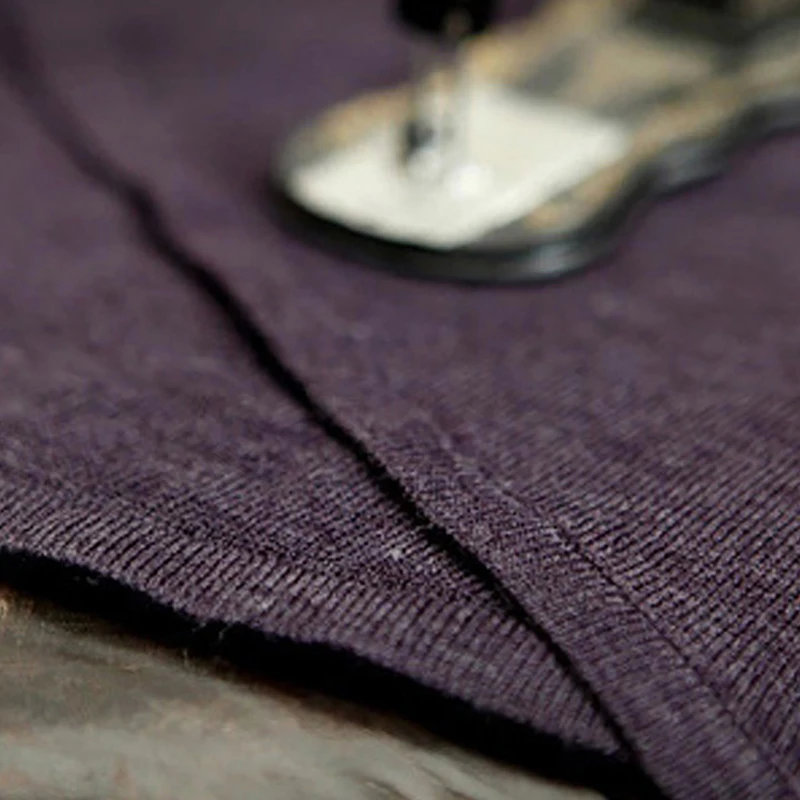 Yuzi осень винтажный хлопок шерсть пуловеры с v-образным вырезом рукав-фонарь без