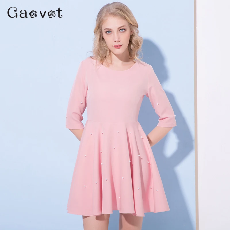 Gaovot 2019 Summe женские платья серии новые розовые Бисероплетение Bodycon Туника Платье
