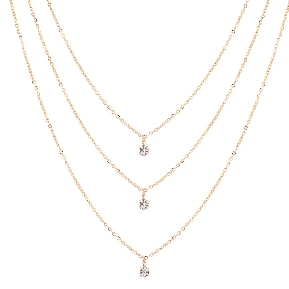Fashion accessories jewelry New Bohemia 3 layer chain link stone necklace gift for women girl wholesale N1614