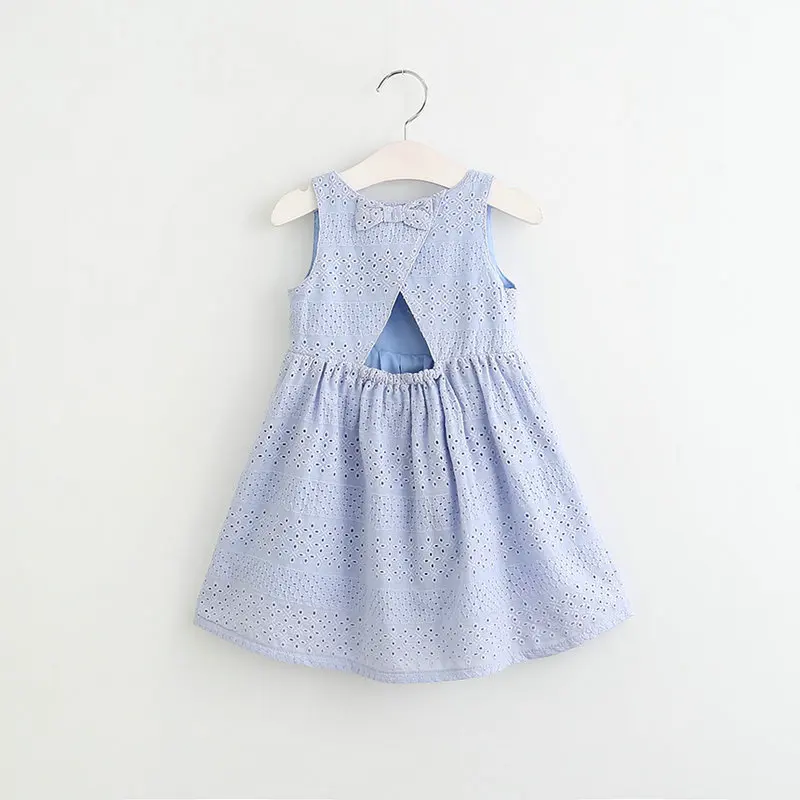 

Baby Infant Girl Cotton Backless Bow Hollow Embroidered Sleeveless Dress,kids Girls Fashion Elegant Dresses Clothes 1-6age