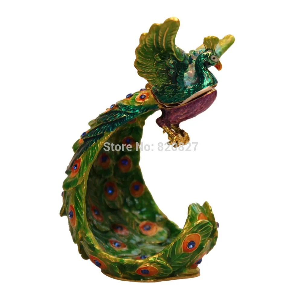 Большой мужской Павлин статуэтка в коробке Чешские кристаллы Птица Ювелирные