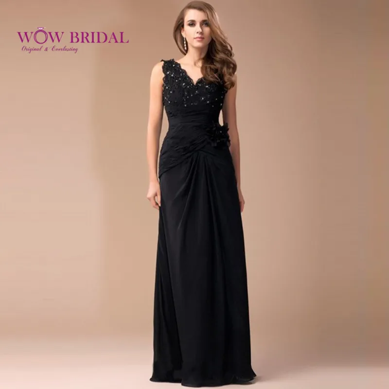 Wowbridal Хороший Оболочка Колонка V Образным Вырезом Без Рукавов Длиной До Пола