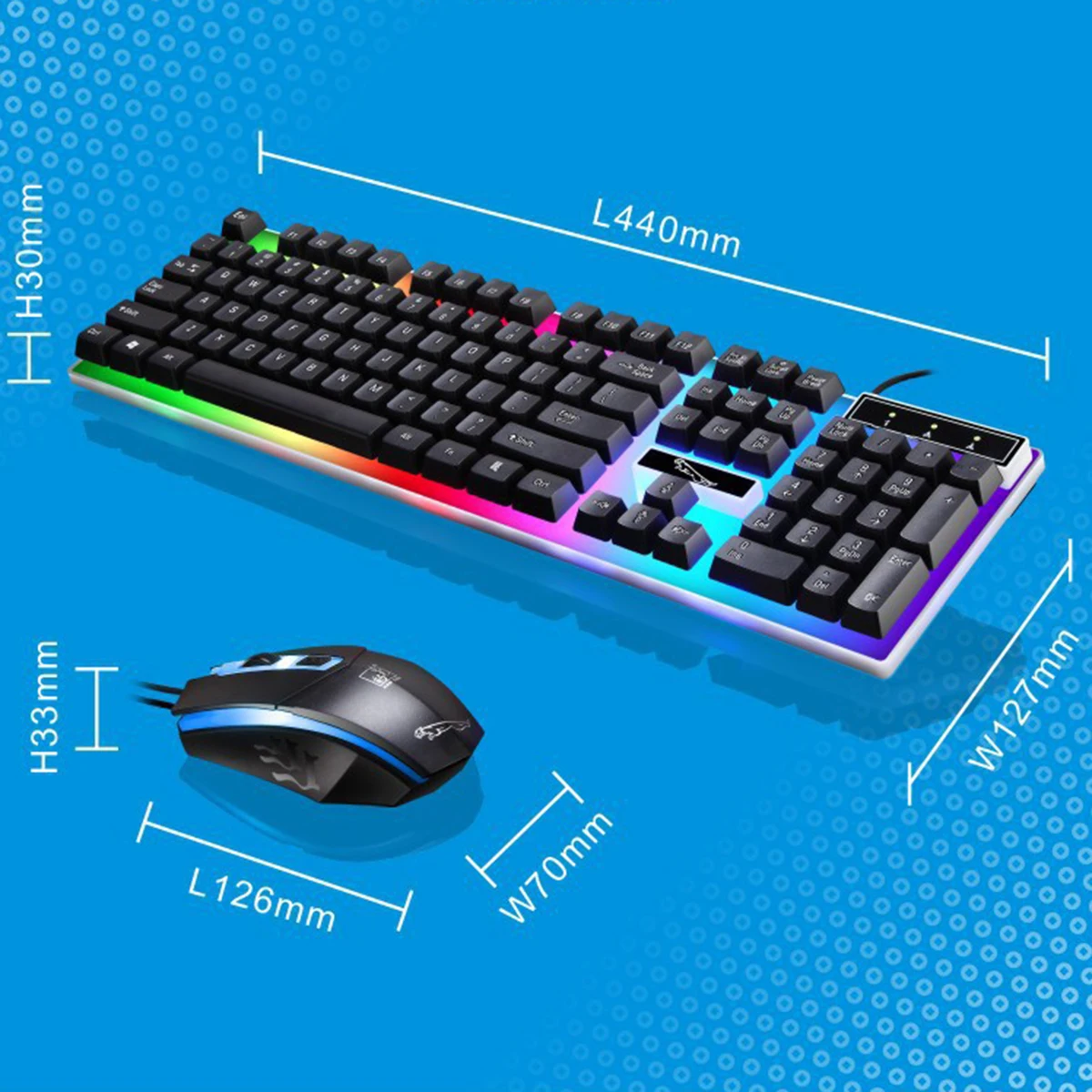 SOONHUA Проводная клавиатура мышь набор LED USB компьютерная игровая механическая