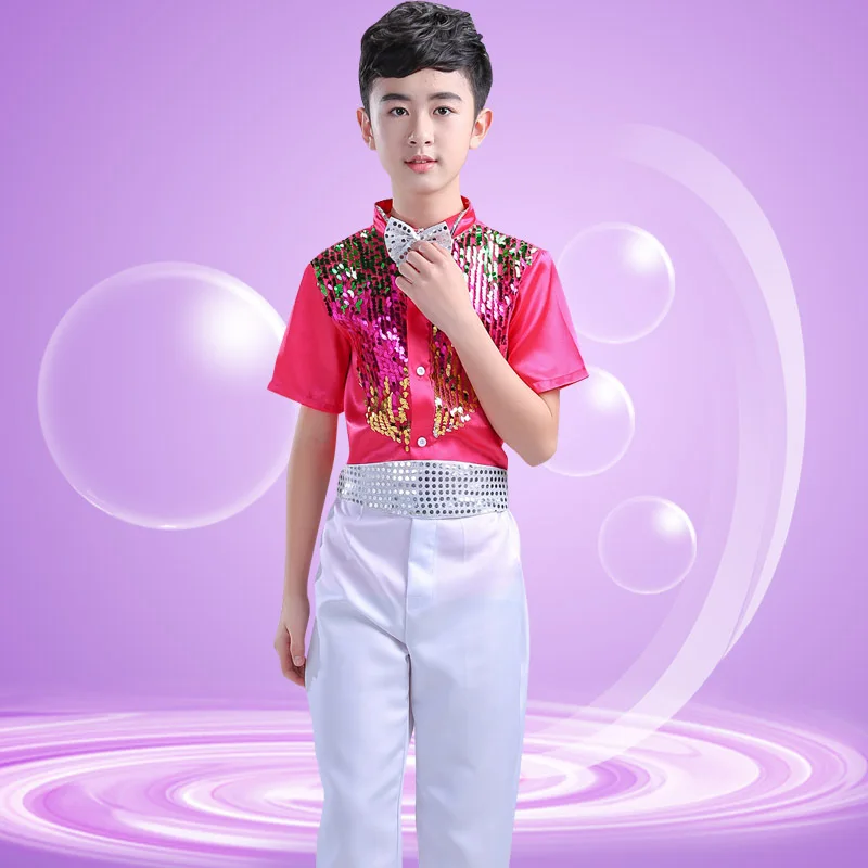 New girl and boy's camisole bling sequins performance stage Show dance Clothes Children's bubble Yarn dress for children JQ-332 |
