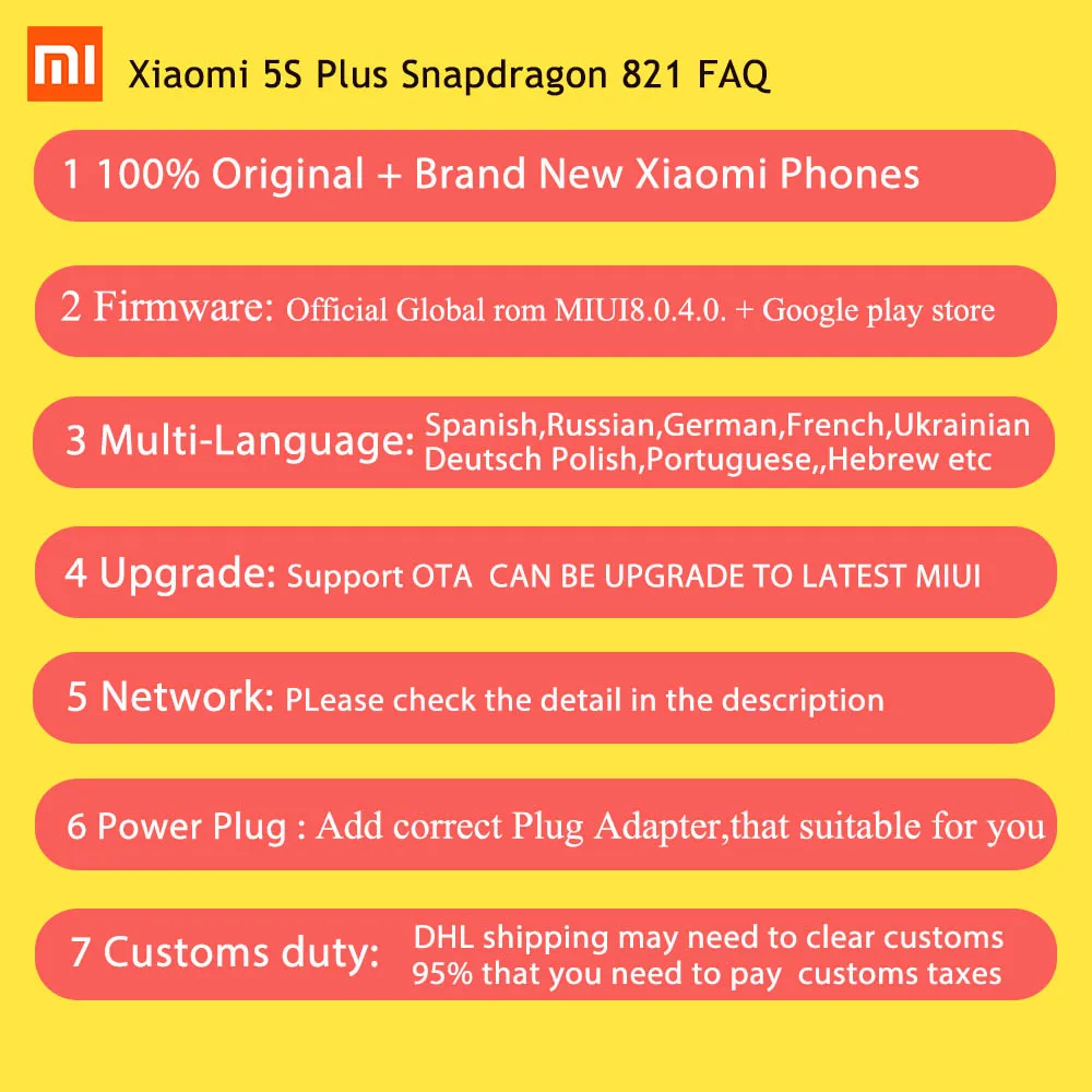Оригинальный Xiaomi Mi5S плюс 4 ГБ Оперативная память 64 Встроенная мобильного