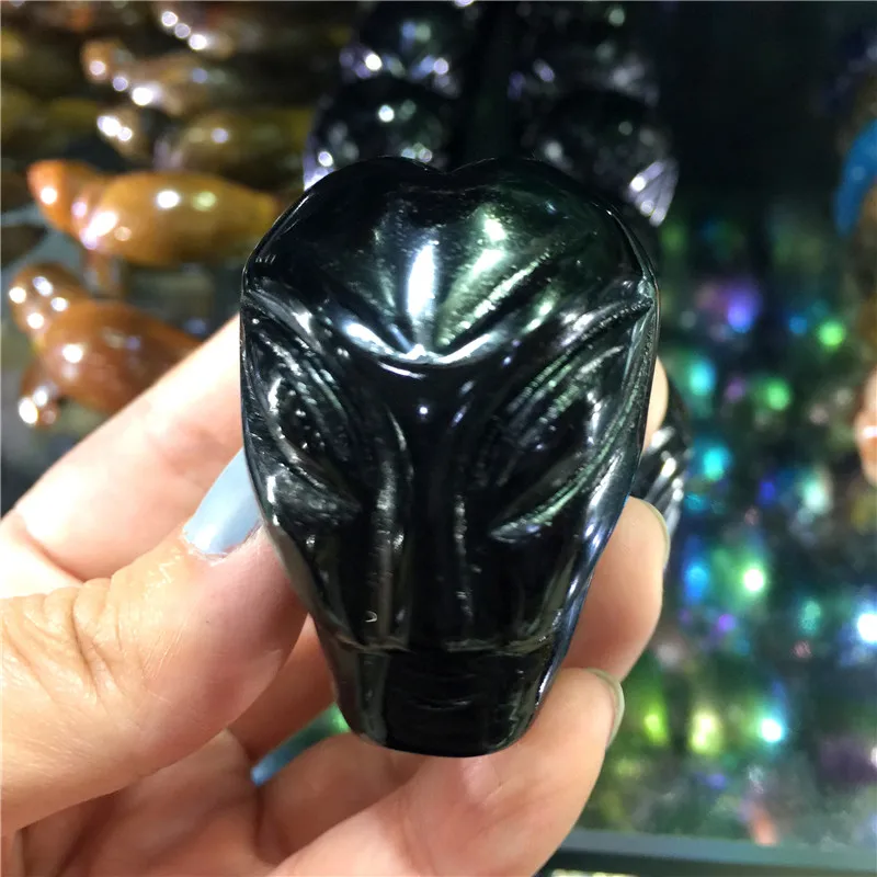 Натуральный черный обсидиан кристалл череп уникальный стиль ручной работы