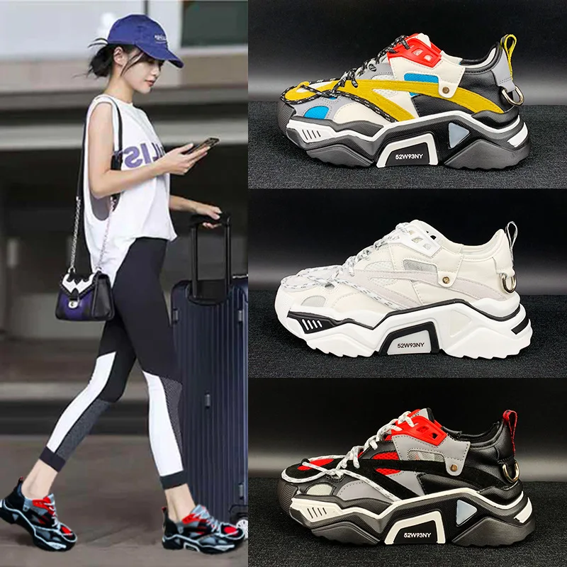Кроссовки женские на платформе брендовая обувь в стиле пэчворк яркие дышащие