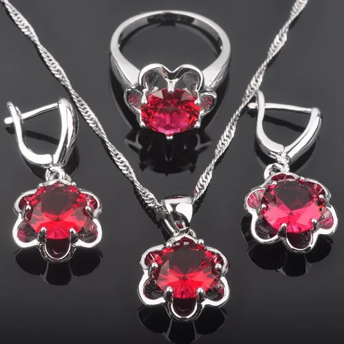 Rose red FAHOYO Свадебные ювелирные изделия из черного циркония для женщин 925 серебряные ювелирные наборы Горячая Распродажа QZ0246 - Окраска металла: Rose red