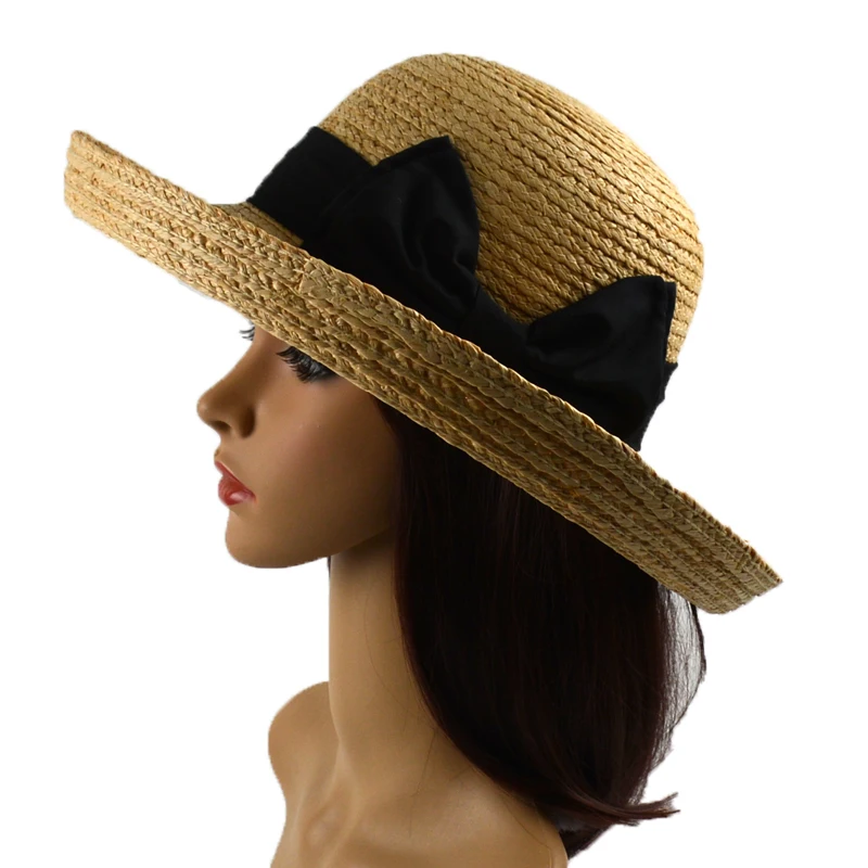 CCMHAT 100% рафии соломенная шляпа для Для женщин Лето широкими полями девушка от
