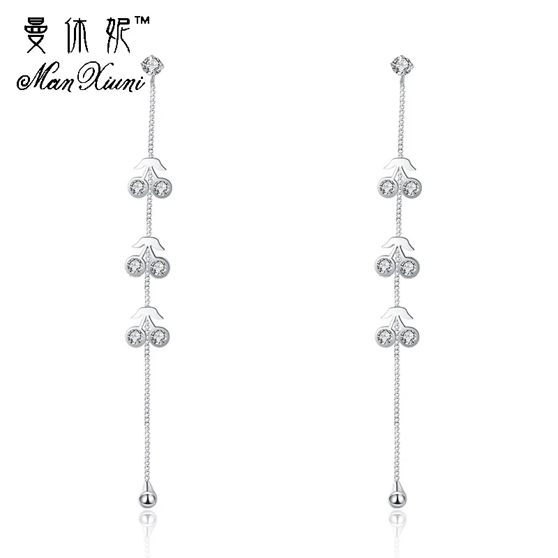 Manxiuni элегантные вишневые серьги для женщин длинные серьги-кисточки 2017 новые