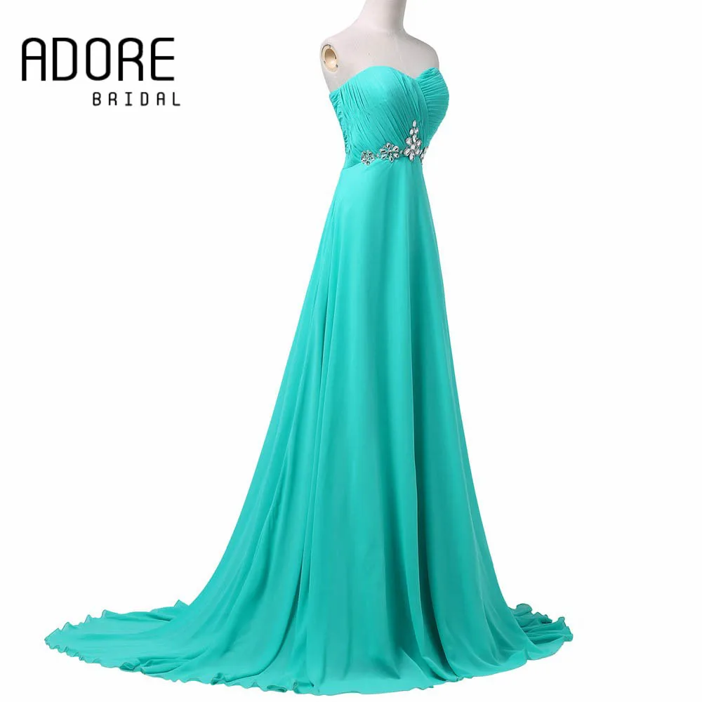 Бирюзовый Длинные Платья Невесты A Line Милая с Бисером ForWedding Партии Платья|sweetheart