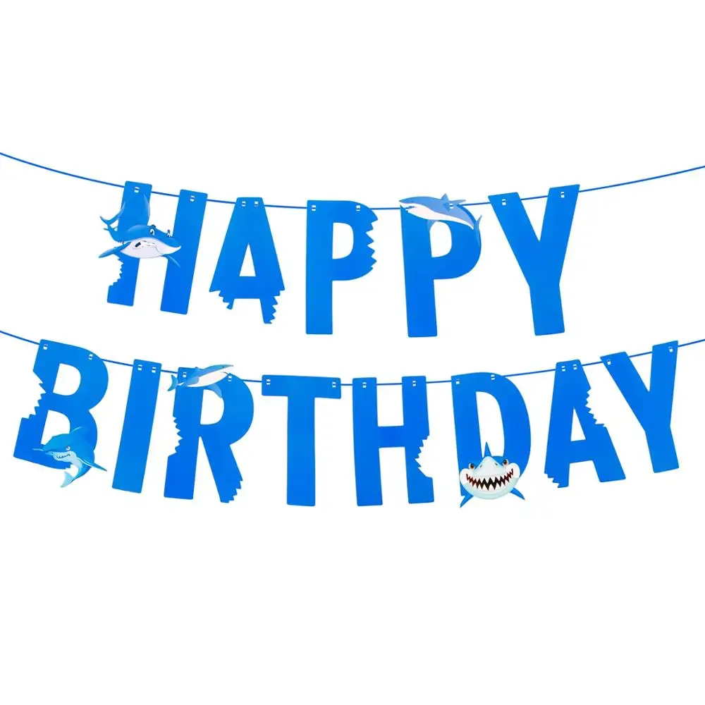Акула Happy День рождения украшения MarineTheme партия выступает для детей 1st 2nd 3rd 4th 5th 6th