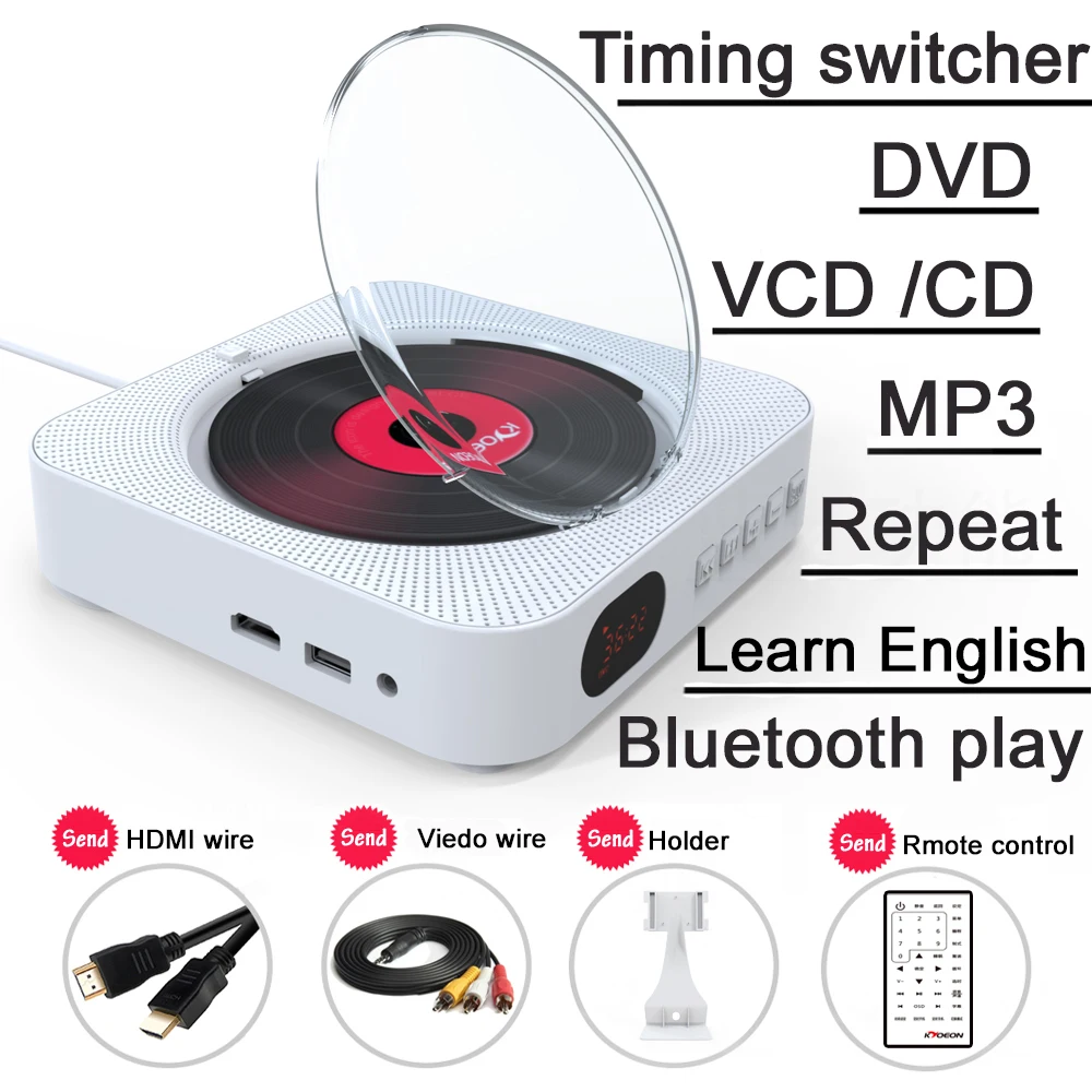 

Портативный DVD-плеер KUSTRON, Bluetooth, с пультом дистанционного управления, FM-радио, для дородового обучения