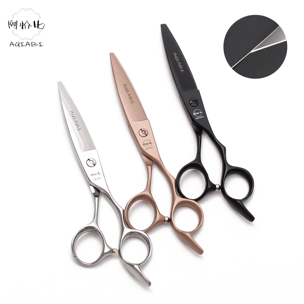6&quot 17cm 440C Rose Gold AQIABI Micro Sawtooth Haircut Set Hairdresser's Scissors Cutting Shears Professional Hair A9123 | Красота и