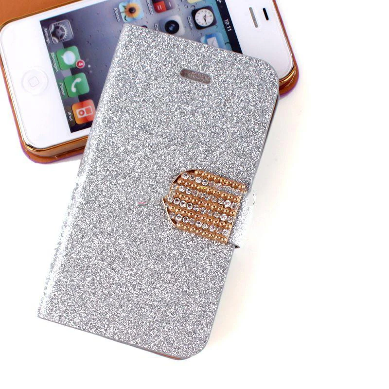 DealBox Approving! Flash powder Diamdond Skin Style Leather Wallet Stand Case Cover For for iphone 4 4s Practical! |