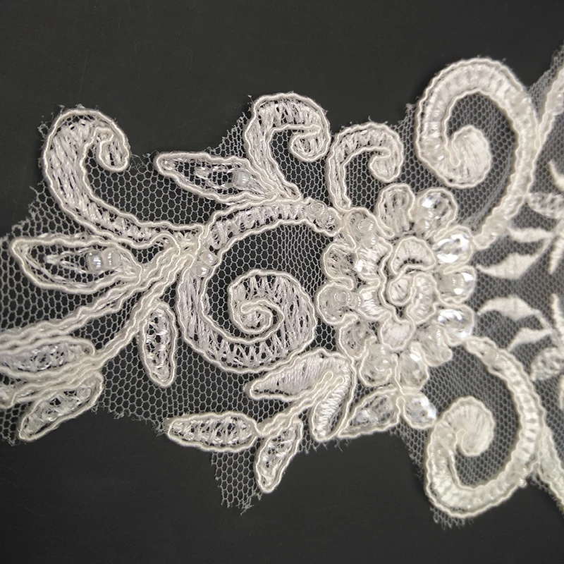 Кружевная аппликация из бисера с блестками 30*13 см|lace trim|flower lace trimembroidered flower trim |