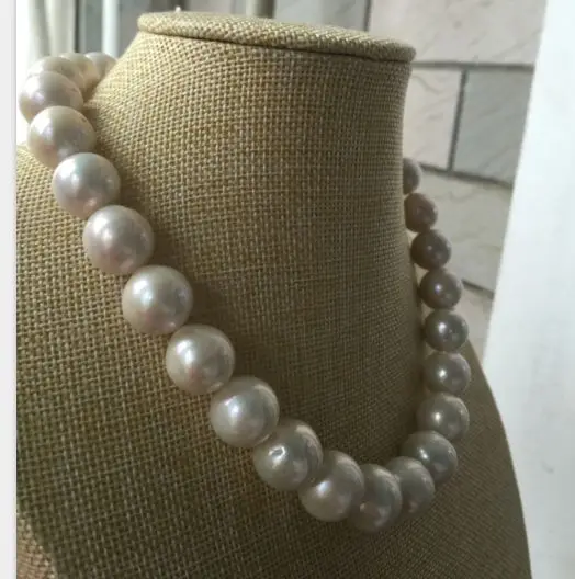 huge12-14MM ROUND SOUTH SEA WHITE PEARL NECKLACE 18INCH 14K | Necklaces