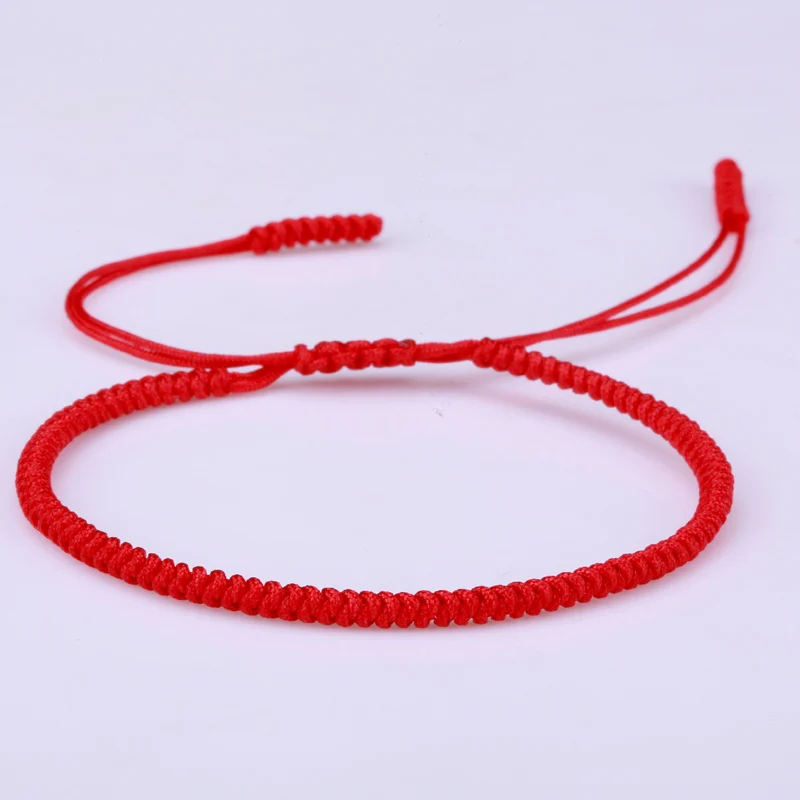 red Тибетская Религия Буддизм счастливый узел темно-красный желтый нейлоновая нить Веревка Регулируемый унисекс плетеный браслет набор знаменитостей Believer - Окраска металла: red