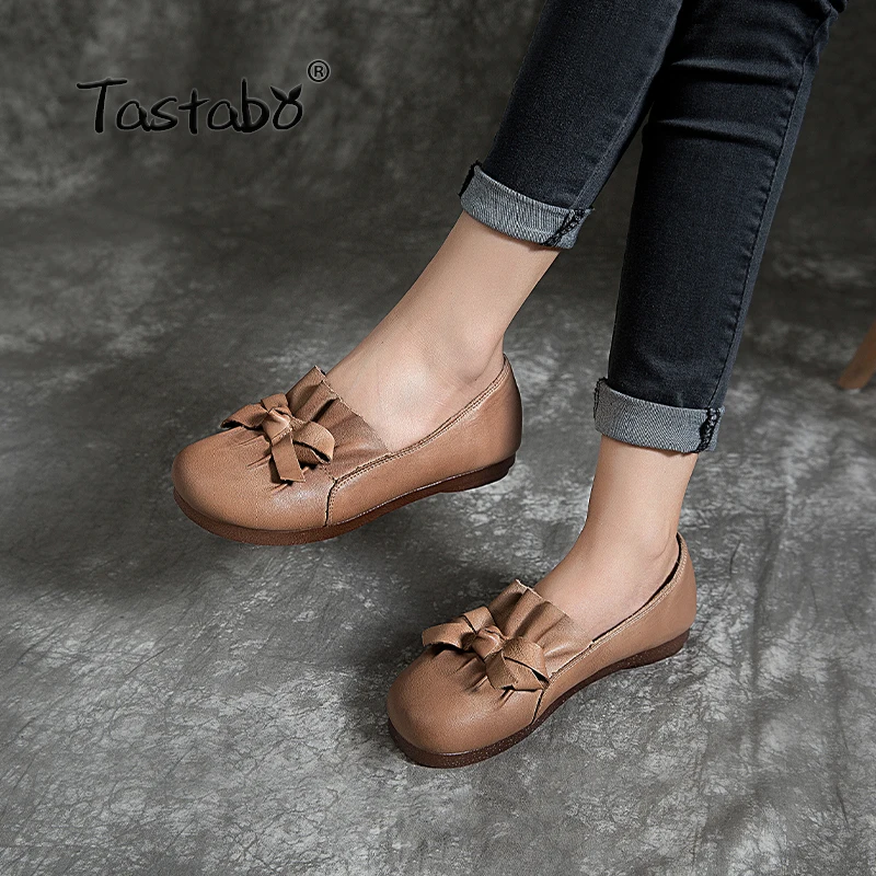 

Женские лоферы ручной работы Tastabo, повседневные туфли из ткани Оксфорд на мягкой подошве, удобная прогулочная обувь на низком каблуке
